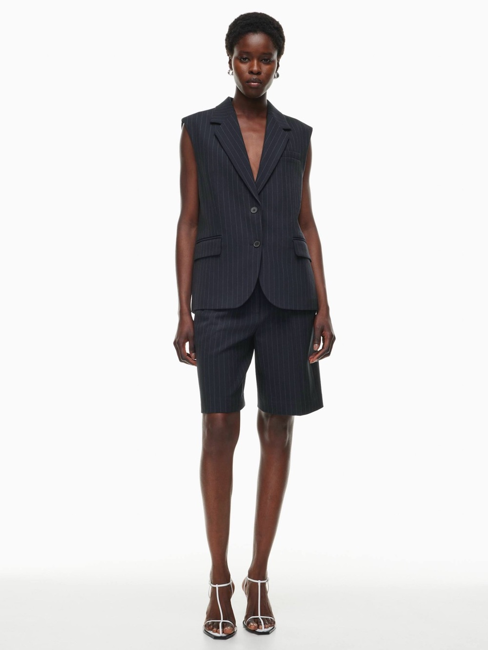 BABATON ARITZIA Takeover Vest Navy Pinstripe